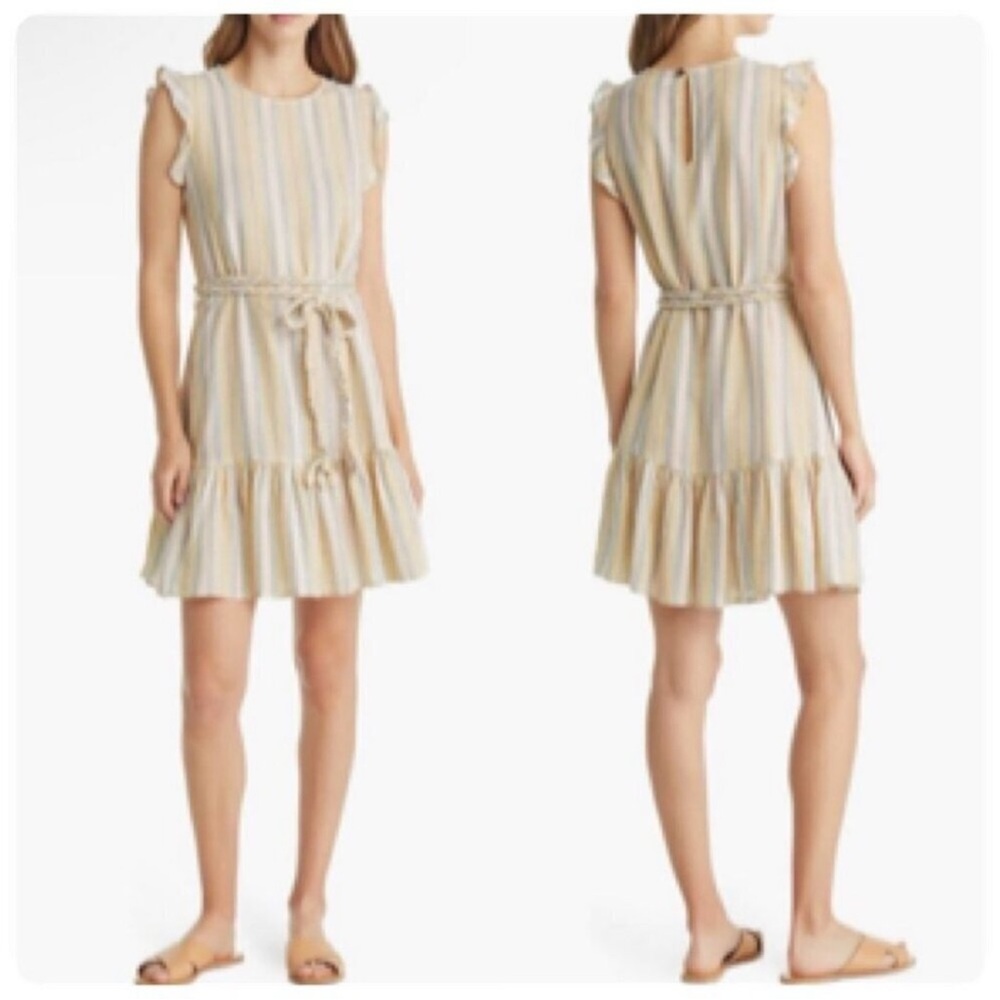 Marine Layer Laney Mini Sundress in Beachy Stripe Linen Blend Size Large